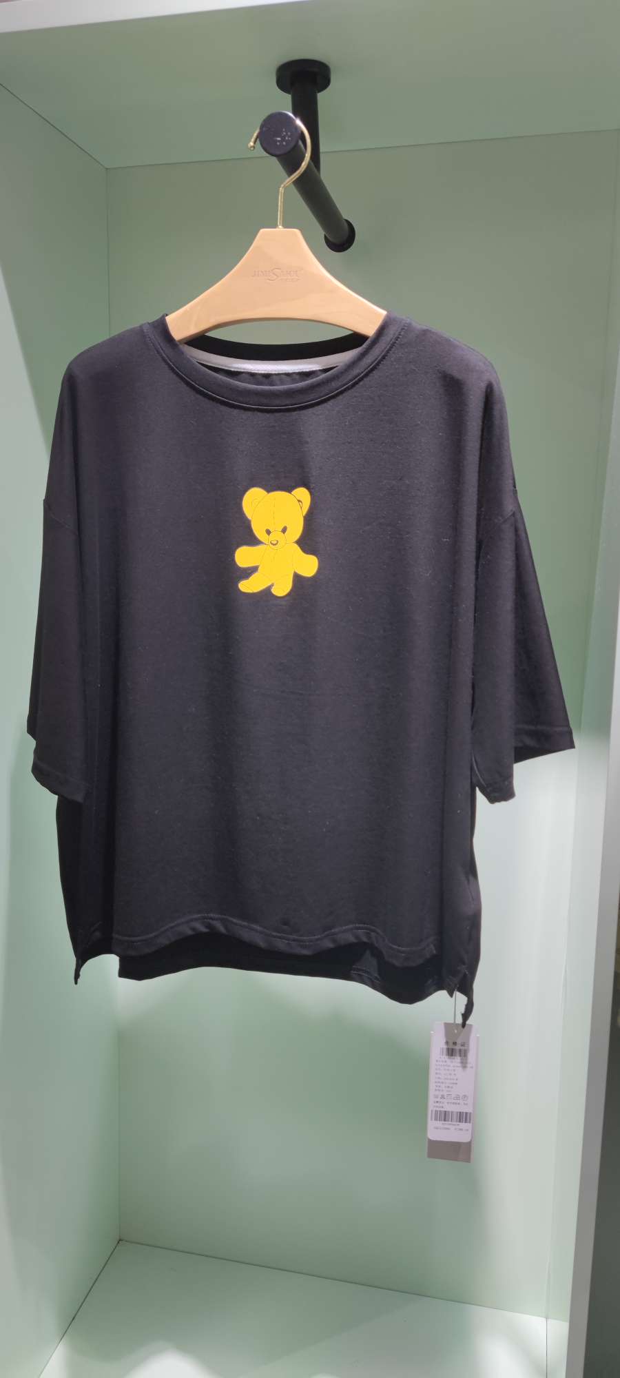 Jimmy Seio's 2021 summer new Bear versatile large cotton black T-shirt uniform size Specification image