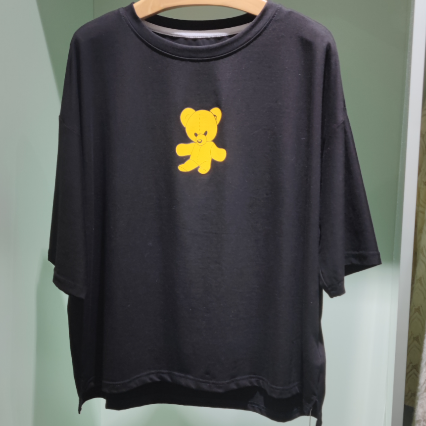 Jimmy Seio's 2021 summer new Bear versatile large cotton black T-shirt uniform size