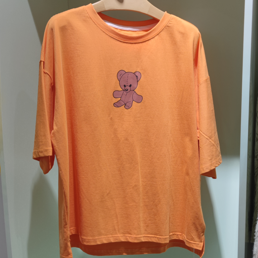 Jimmy Seio's 2021 summer new Bear versatile large size cotton orange T uniform size