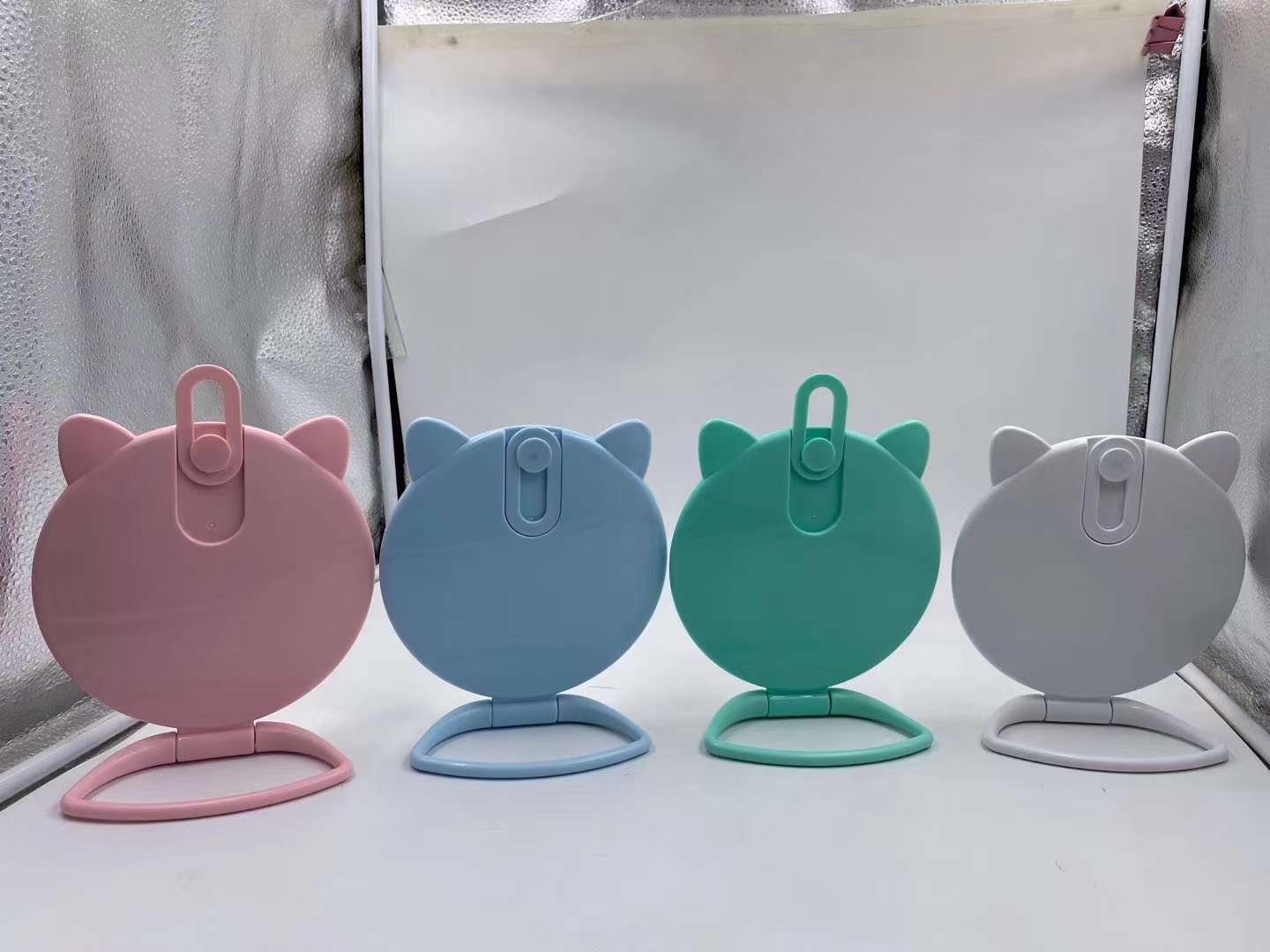 猫耳毛巾镜化妆镜美妆镜桌面镜台式学生宿舍镜旋转壁挂高清梳妆镜详情图4