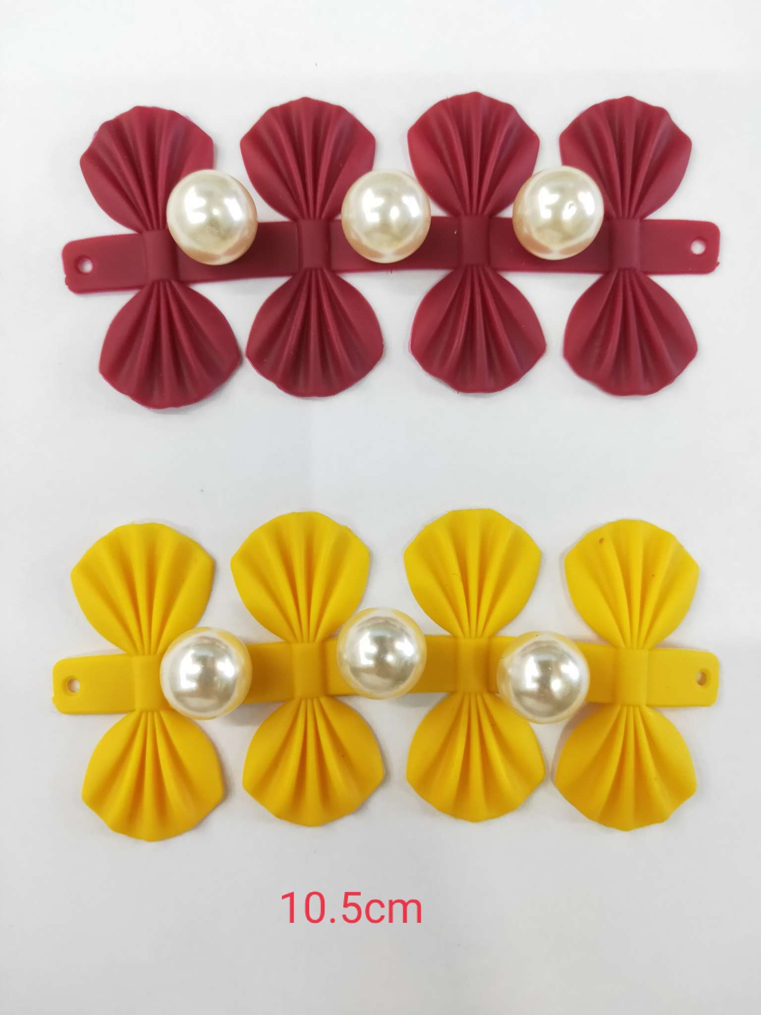 鞋花凉鞋童鞋长条PVC蝴蝶结带珍珠打钉鞋花产品图