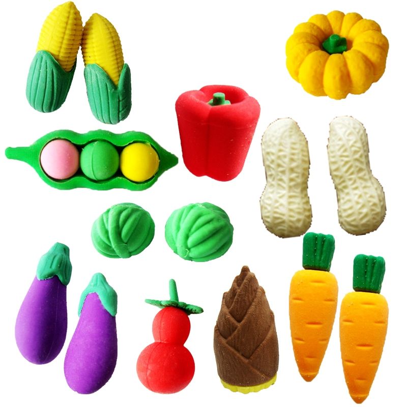 可拆装的蔬菜水果橡皮擦4个一包拉链袋装产品图