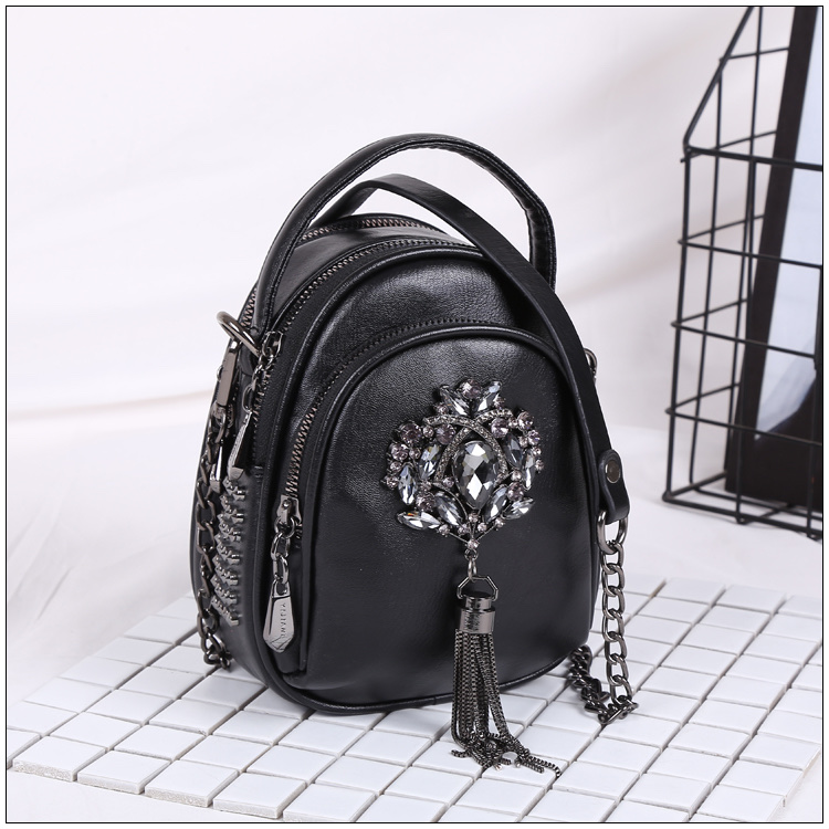 YJNK33多隔层小手提新款宝石链条斜挎流苏手机包详情图5