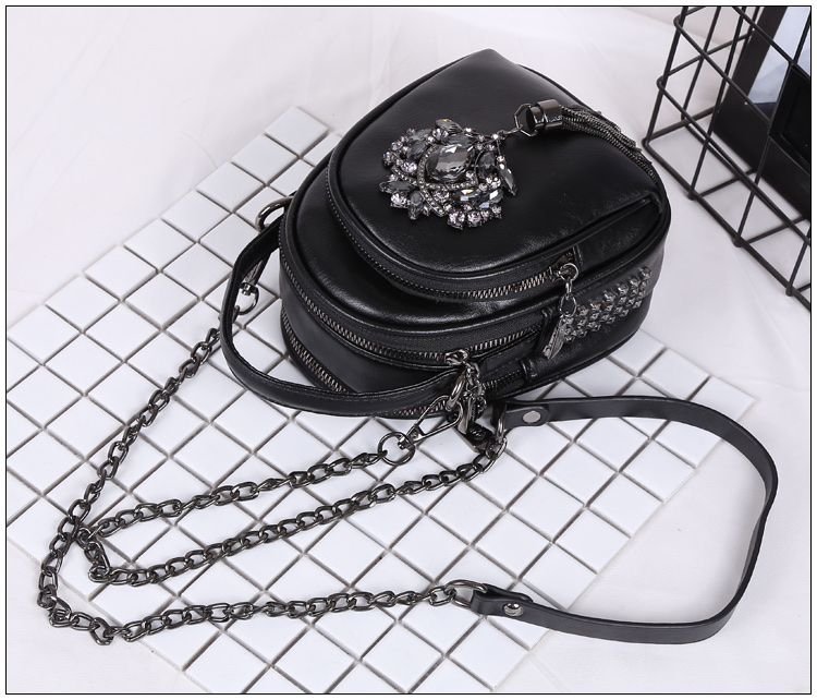 YJNK33多隔层小手提新款宝石链条斜挎流苏手机包详情图9