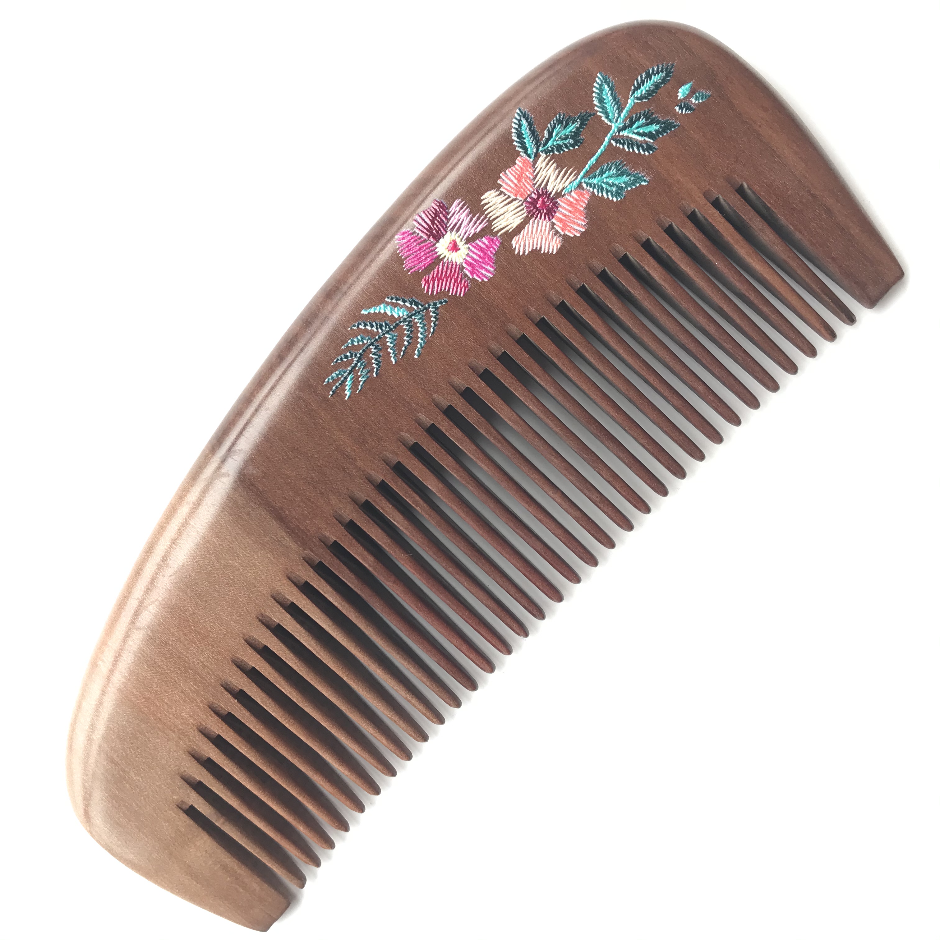 Factory direct sales of genuine two-color nanmu combs made from natural logs, featuring painting techniques. Portable comb 14-2 details Picture