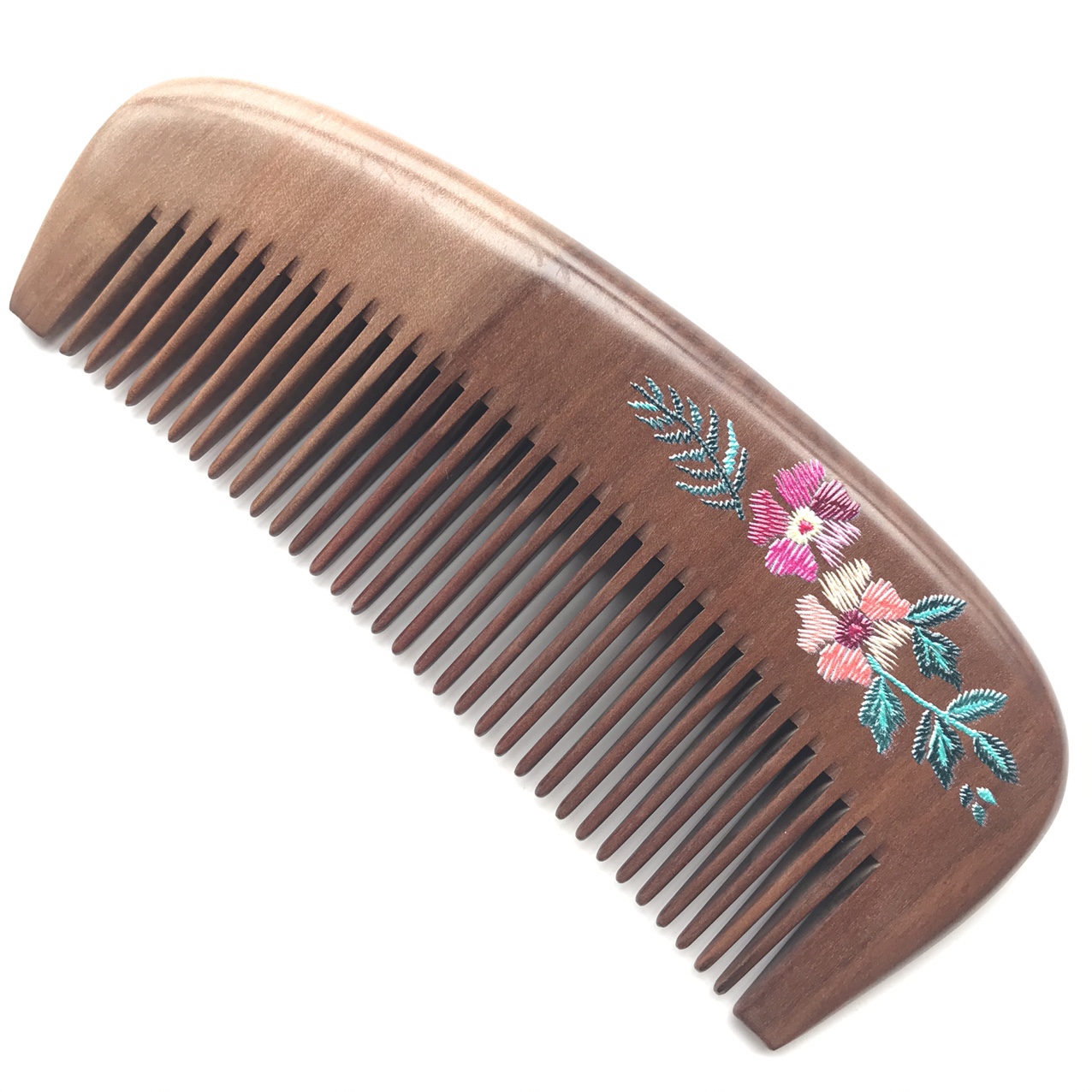 Factory direct sales of genuine two-color nanmu combs made from natural logs, featuring painting techniques. Portable comb 14-2