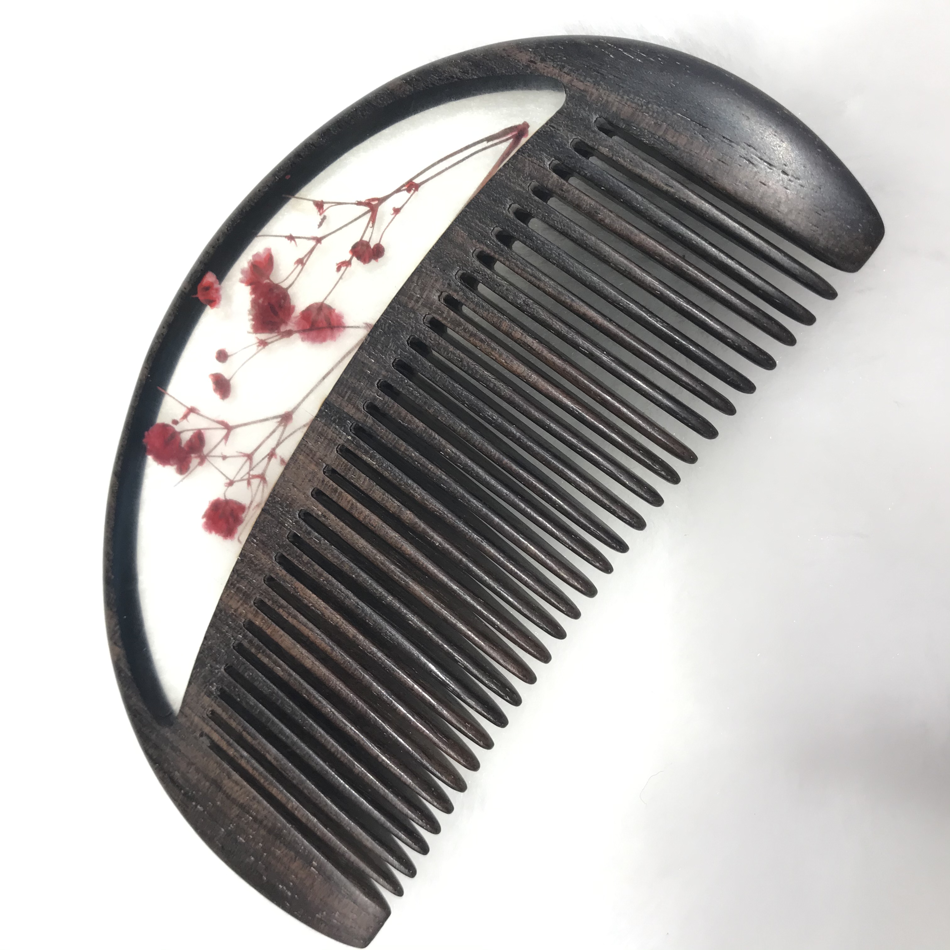 Factory direct sales of genuine high-end ebony crystal combs made of natural wood, portable household combs, excellent gifts, and handcrafted combs detail image 1