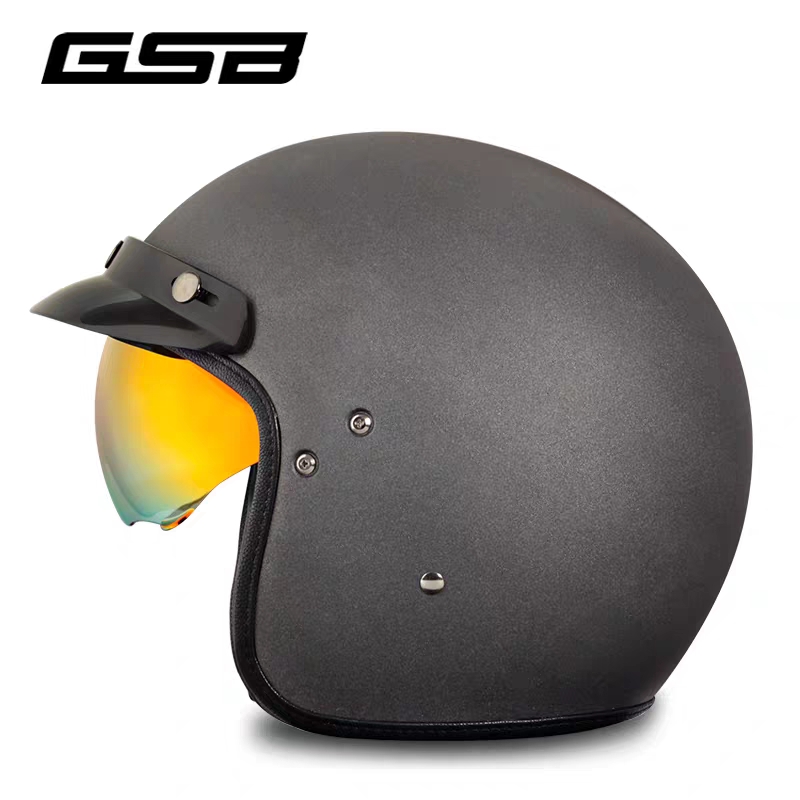 GSB electric car retro helmet half - cover men's and women's style helmet personality cool locomotive Crown Prince pilot helmet Specification drawing