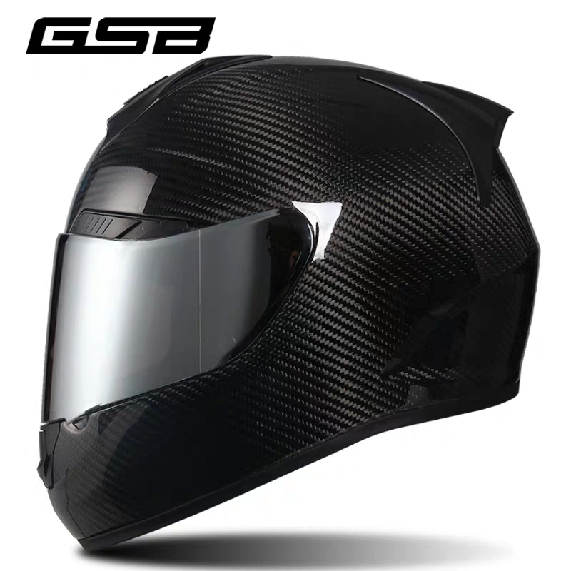 GSB carbon fiber motorcycle helmet full cover Guan Gonghua locomotive carbon fiber running helmet Male and female RC-3 racetrack helmet full figure