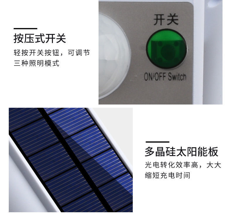 Solar-powered lighting fixtures, human-sensing wall lamps, simulation monitoring anti-theft lamps, rural household outdoor waterproof garden lamps detail image 14