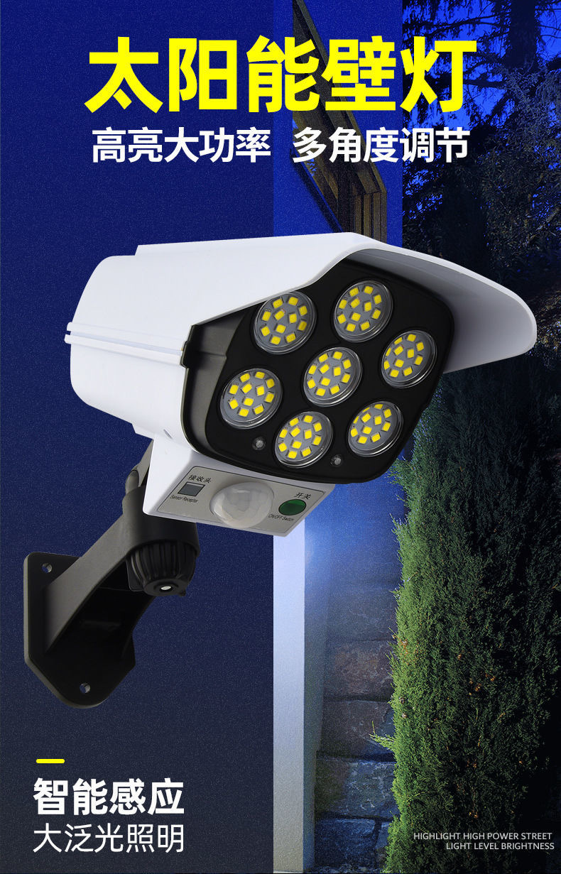 Solar-powered lighting fixtures, human-sensing wall lamps, simulation monitoring anti-theft lamps, rural household outdoor waterproof garden lamps detail image 1
