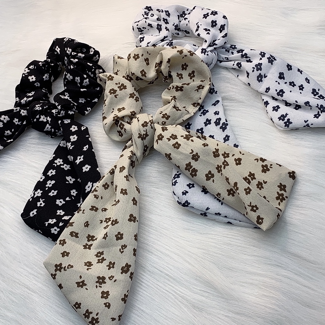 Bow silk scarf headband women tie hair with French head rope 2021 new style with streamer hair accessories