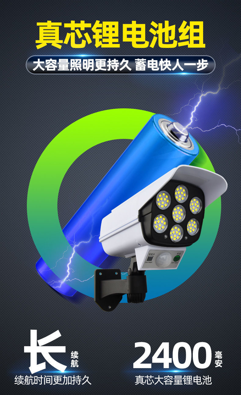 Solar-powered lighting fixtures, human-sensing wall lamps, simulation monitoring anti-theft lamps, rural household outdoor waterproof garden lamps detail image 11