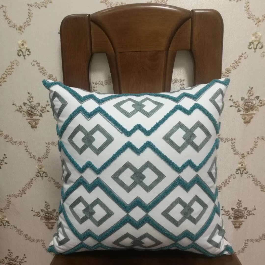 Nordic fresh and clean pure cotton embroidered home textile cushions, cushions, car sofas and office supplies detail image 5