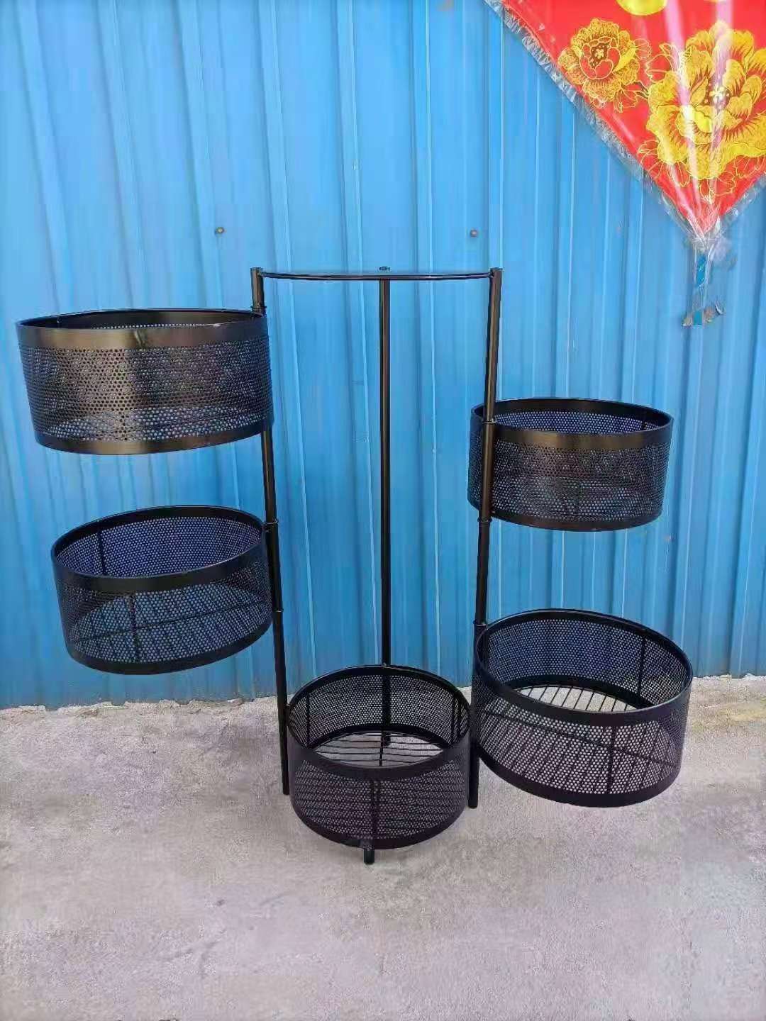 Rotating vegetable plant rack, circular vegetable basket, cylindrical storage rack, multi-layer vegetable placement rack, floor-standing circular rack detail image 1
