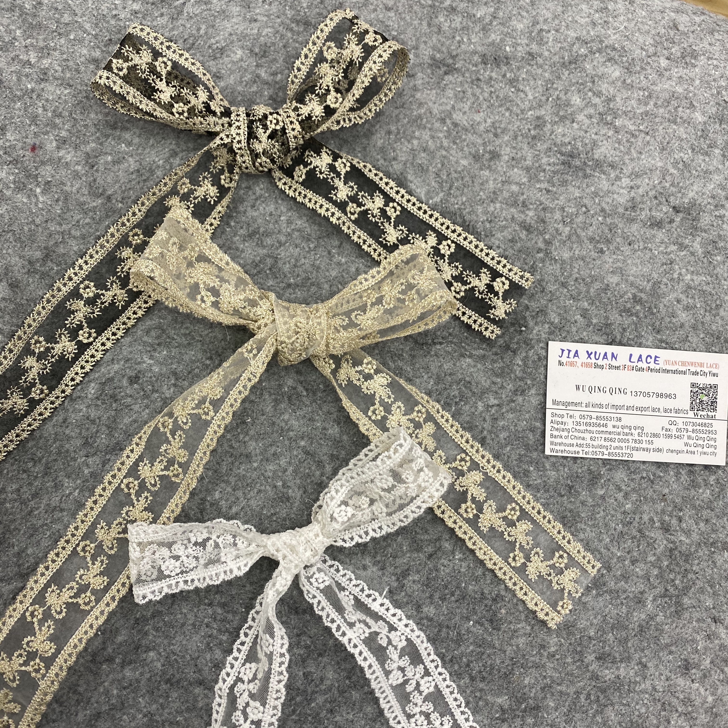 Wholesale and retail of lace trim, gift packaging, headwear, hair accessories, accessories, webbing, decorative clothing and accessories in stock Specification image