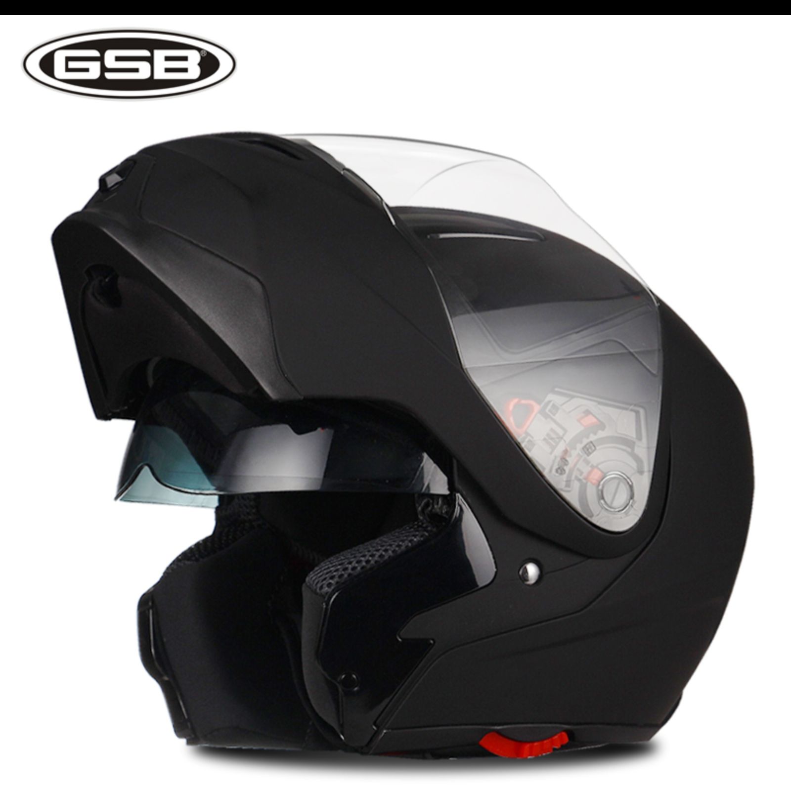 GSB电动车头盔揭面盔男女款全覆式双镜片蓝牙耳机车跑盔四季通用