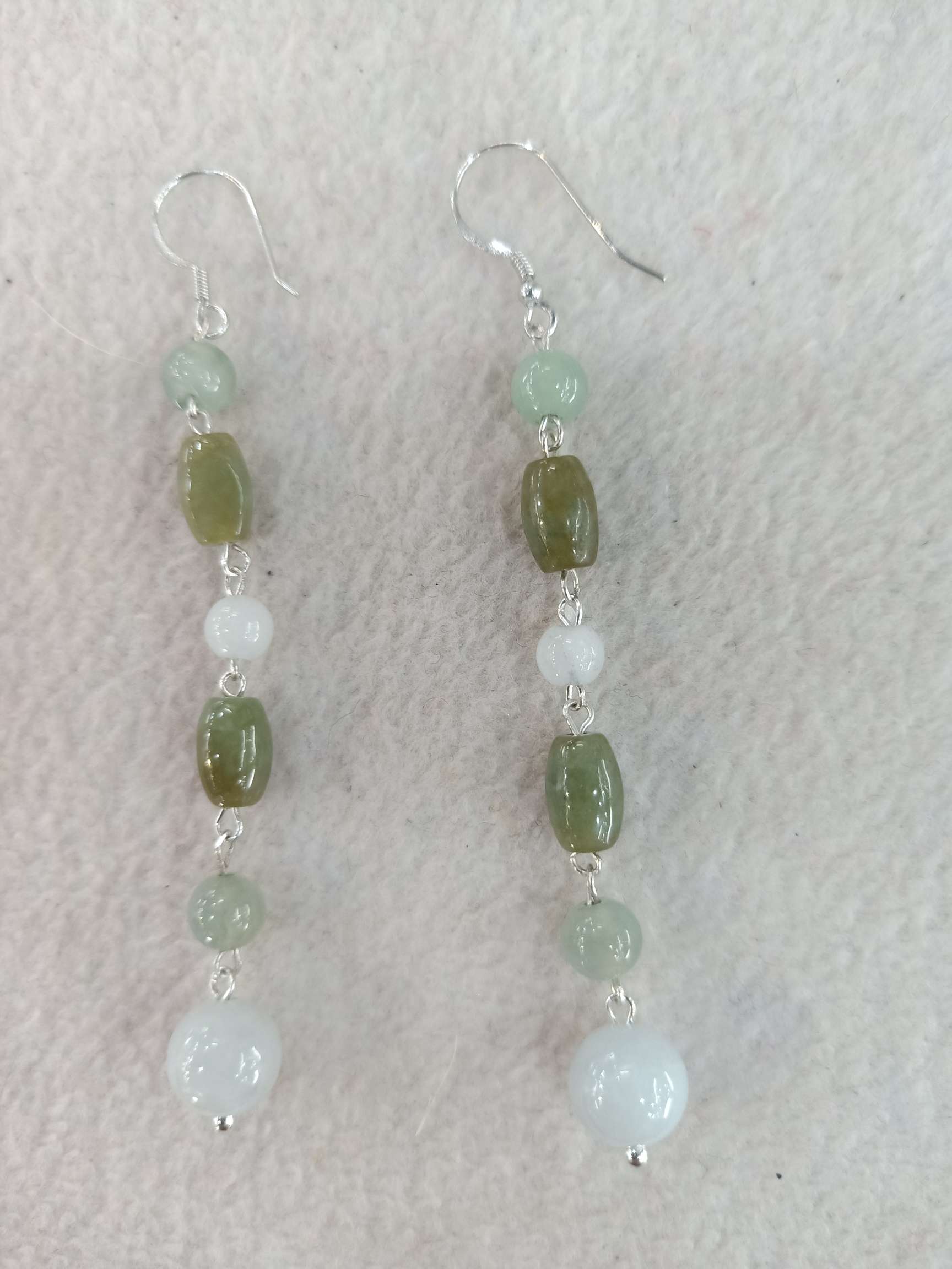 Pure natural jade 925 sterling silver ear hook earrings detail image 5