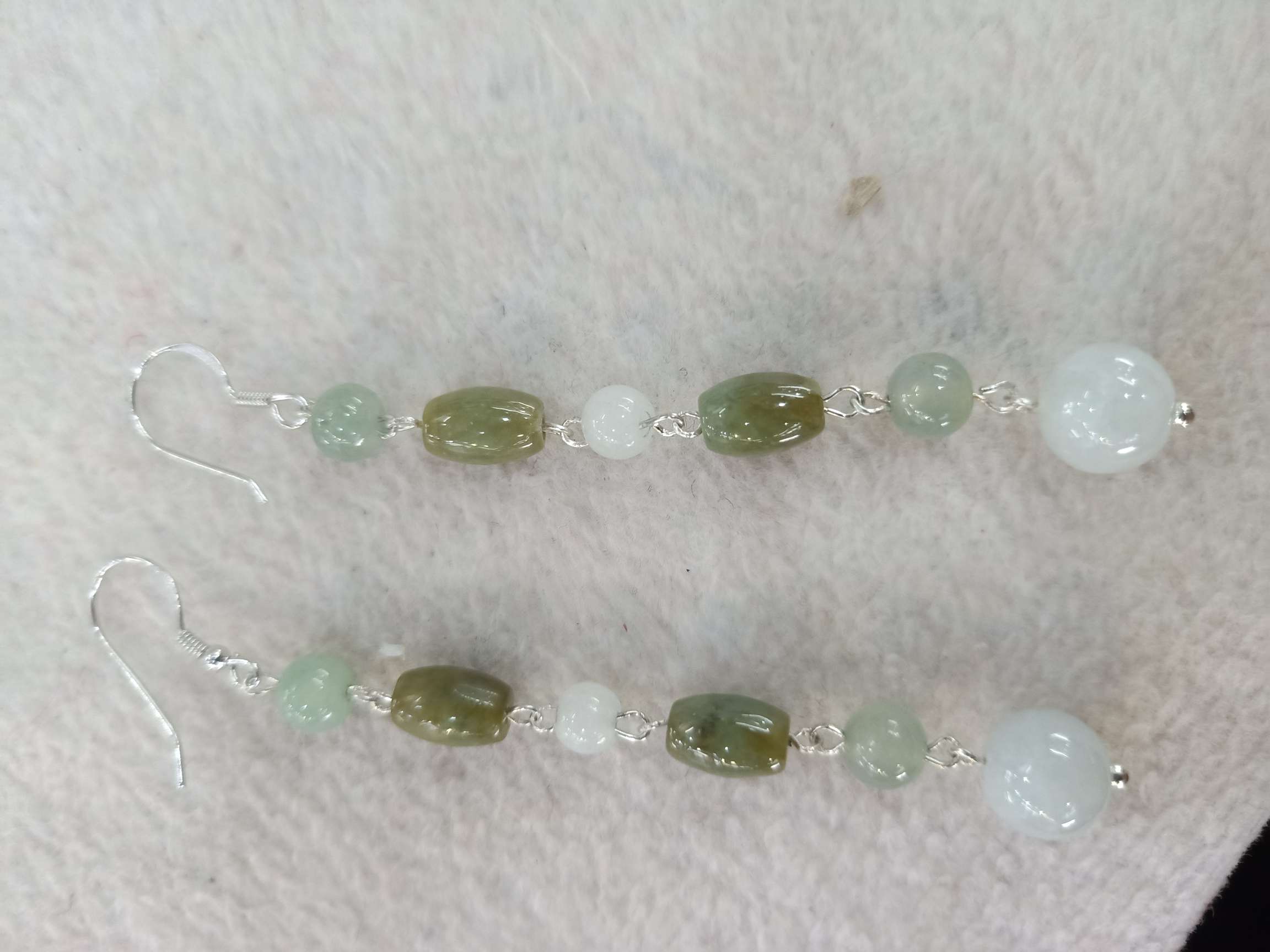 Pure natural jade 925 sterling silver ear hook earrings detail image 4