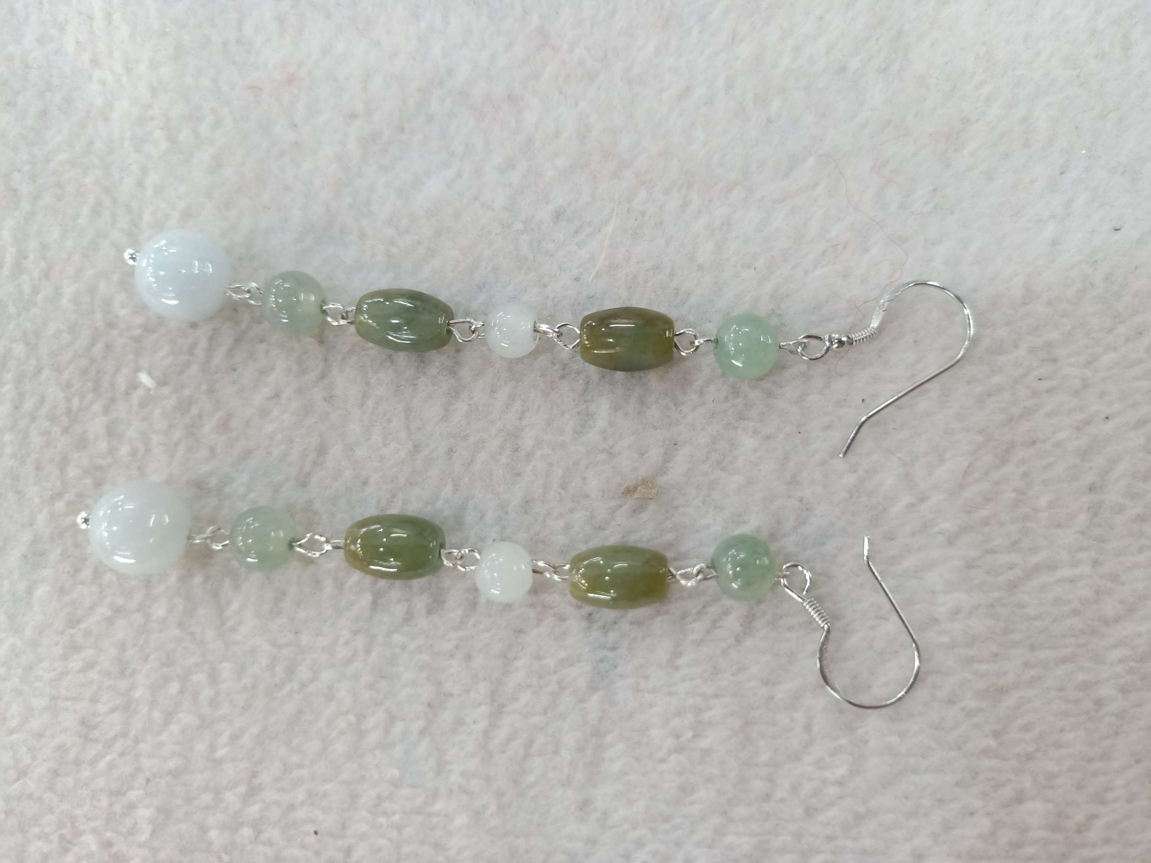 Pure natural jade 925 sterling silver ear hook earrings detail image 2