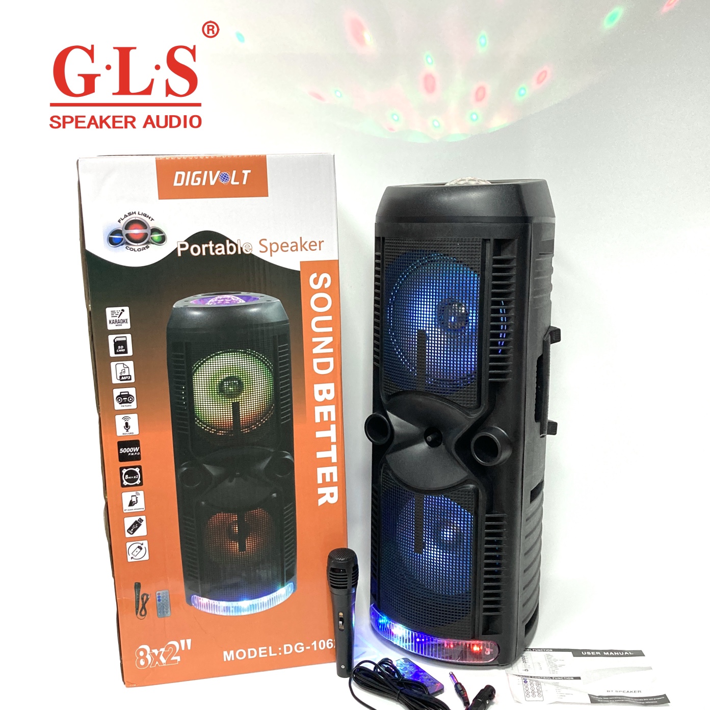 DG-1062私模模球炫彩灯光手提便携式内置电瓶移动户外聚会音响