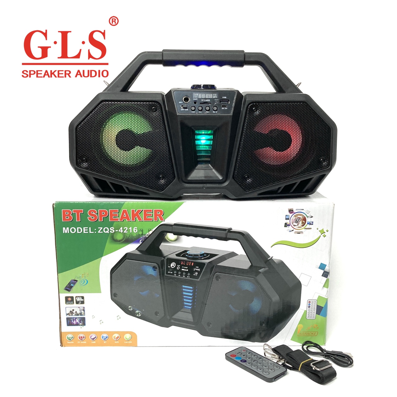 ZQS-4216新款大功率广场舞遥控收音机手提便携式背带蓝牙音箱