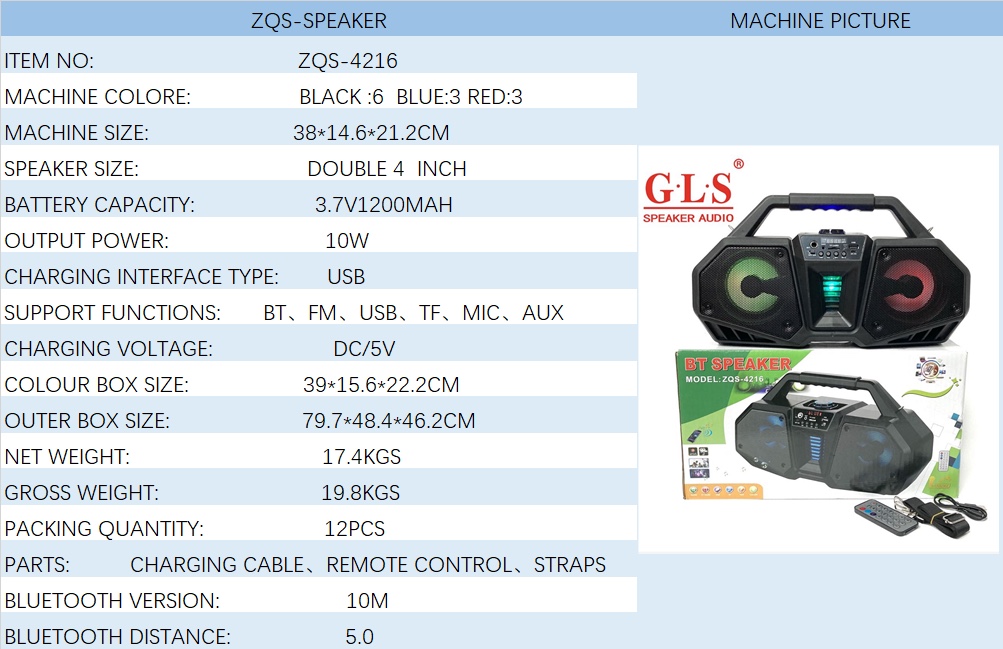 ZQS-4216新款大功率广场舞遥控收音机手提便携式背带蓝牙音箱详情图1
