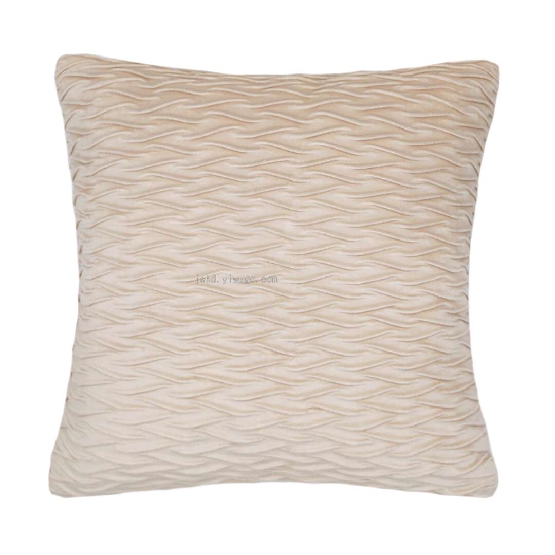 Nordic solid-color pleated water-patterned throw pillow, cushion, backrest and square pillowcase detail image 2