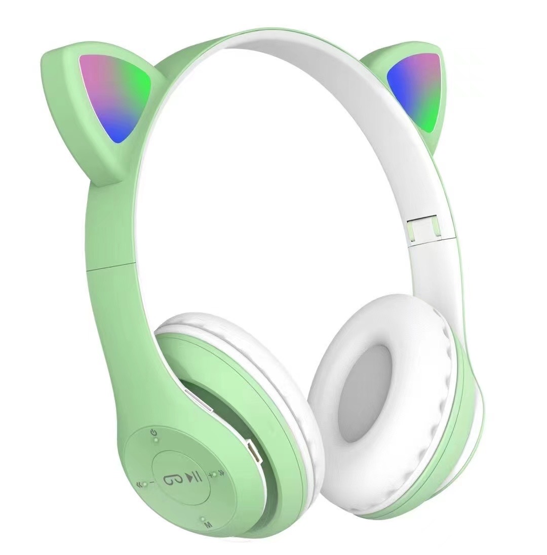 P47m发光猫耳朵蓝牙耳机头戴式插卡无线耳机马卡龙色礼品定制耳机批发 价格 库存 义乌小商品城