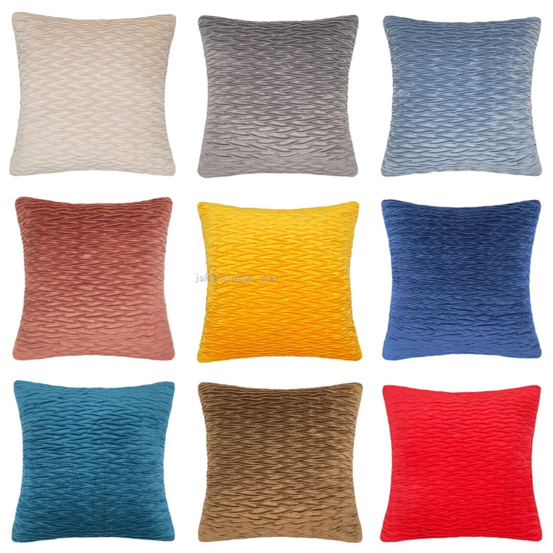 Nordic solid-color pleated water-patterned throw pillow, cushion, backrest and square pillowcase Item Picture