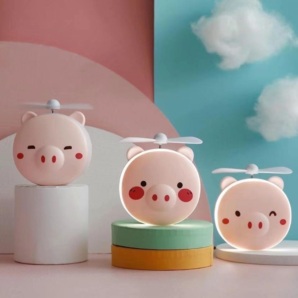 Mini Piglet Charging Fan With Light Mirror Item Picture