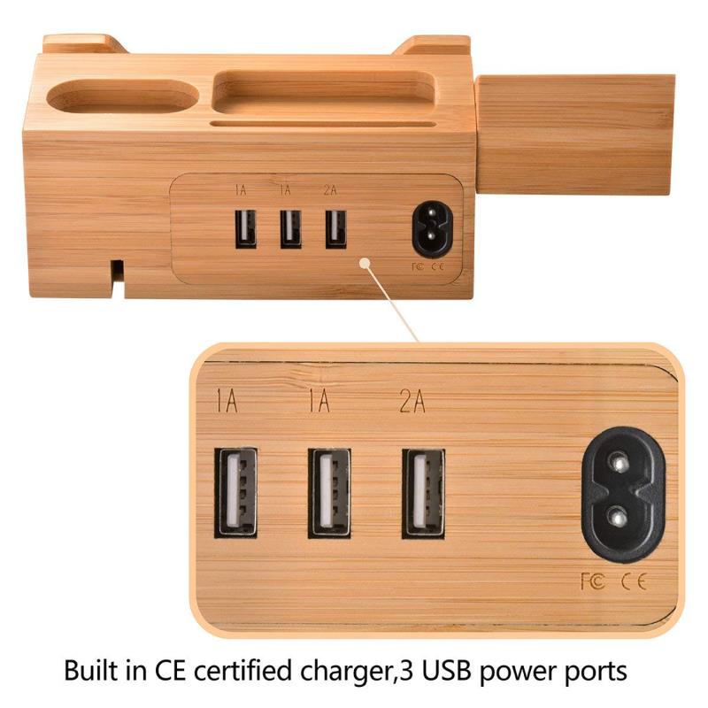 Mobile phone Charger Mobile phone support Bamboo multi-port mobile phone charger Tablet PC charging support Mobile phone charging support desktop charger U3A