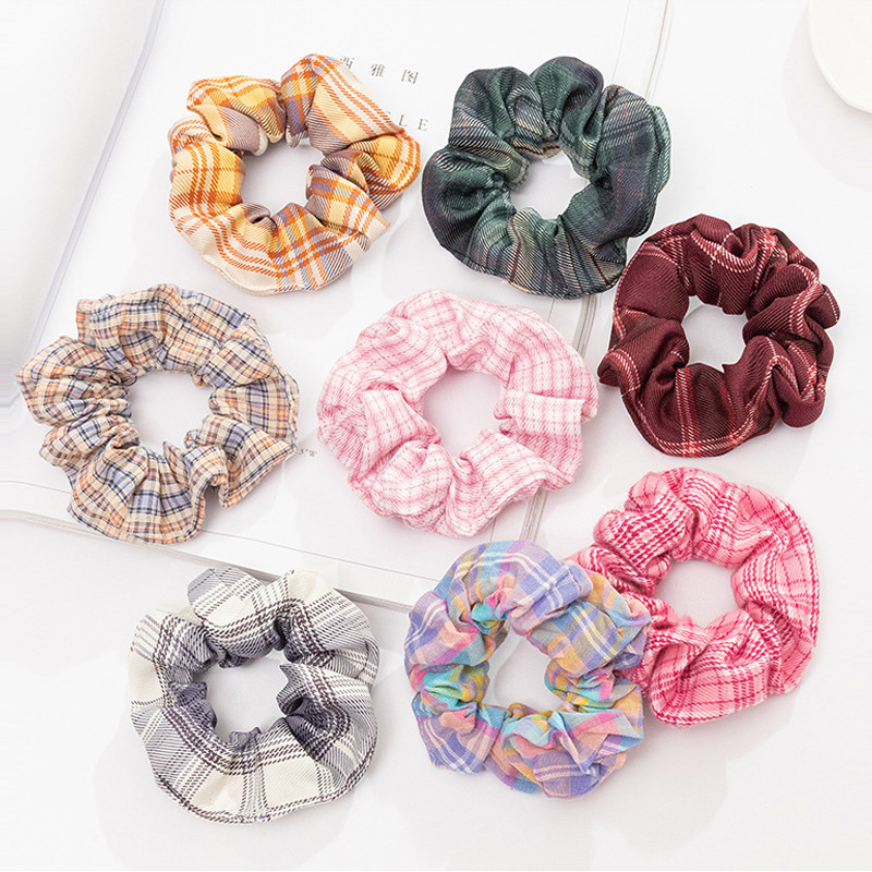 Campus Net Red Girl Hair Simple Headwear Jk Gingham Large Colon Bm Hair Band Small Commodity Hair Rope Wholesale details Picture