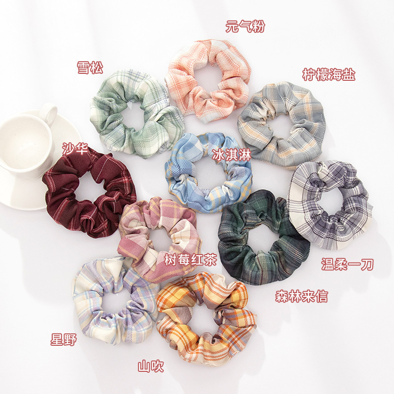 Campus Net Red Girl Hair Simple Headwear Jk Gingham Large Colon Bm Hair Band Small Commodity Hair Rope Wholesale Specification drawing