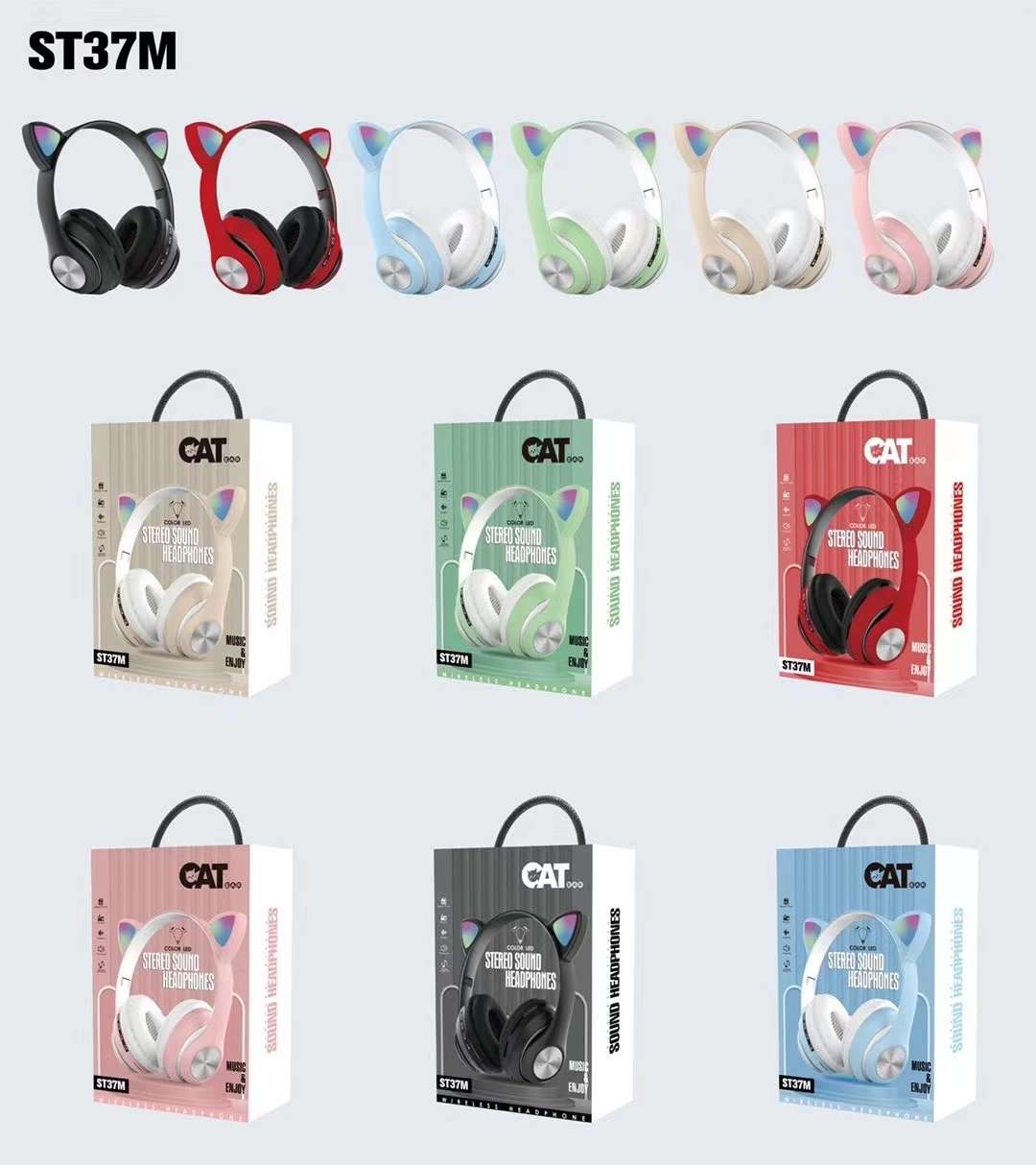 Cat ear Bluetooth headphones detail image 1