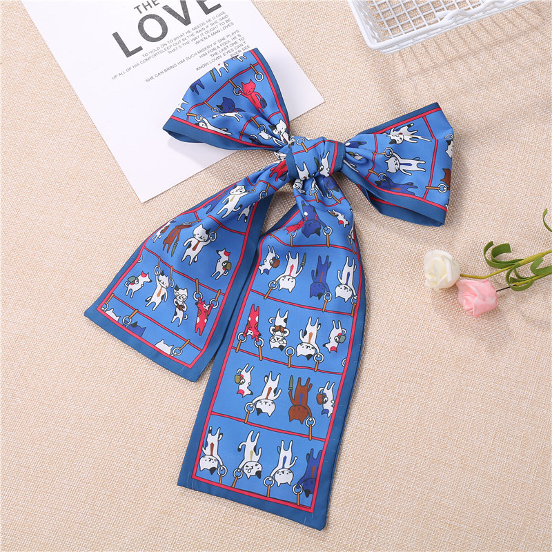 European And American Women's Hair Accessories Net Red Ponytail Tie Hair Scarf Streamer French New Fashion Hair Bow Headband Specification drawing