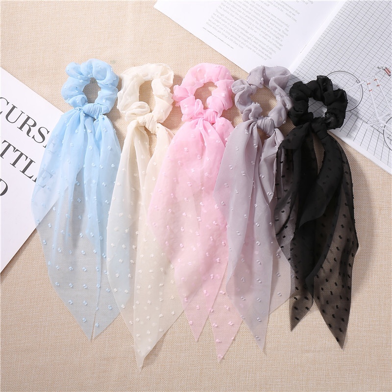 2021 New Yiwu Wholesale Seersucker Big Streamer Headband Thin Spring And Summer Color Solid Color Streamer Headband