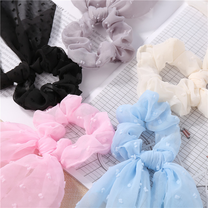 2021 New Yiwu Wholesale Seersucker Big Streamer Headband Thin Spring And Summer Color Solid Color Streamer Headband details Picture
