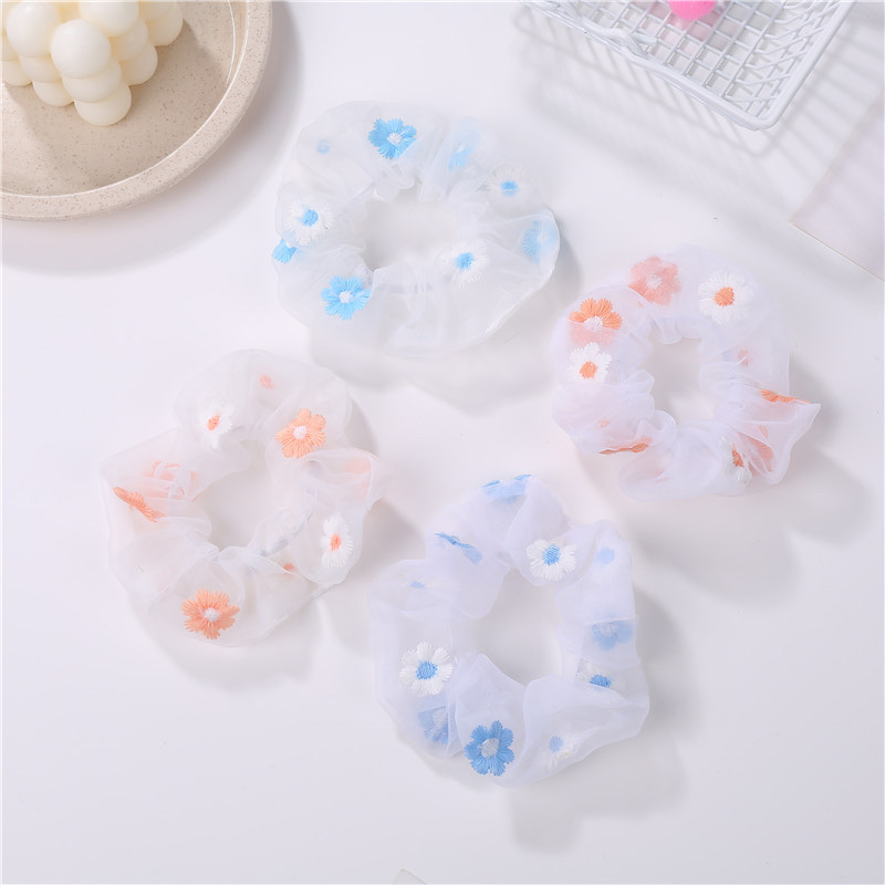 Korean Version Of Summer Instagram Organza Embroidery Flower Headflower Sweet Girl Romantic Hair Net Yarn Large Scroundle Application Scenario