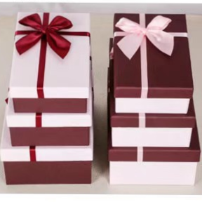 Tianxiang Craft Gift Box, creative rectangular, large, medium and small ribbon bow gift box, three-piece set, gift box, paper box, storage box, packaging box full figure