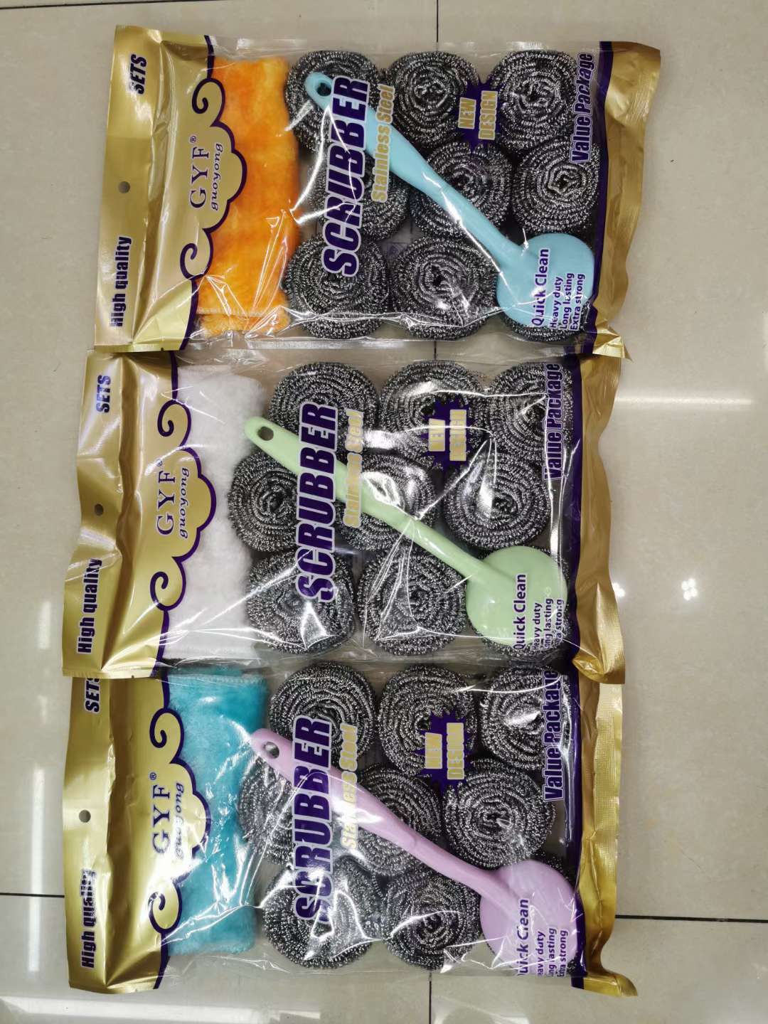 国勇清洁球，厂家直销，H842，9个清洁球+手柄+木纤维抹布套装产品图