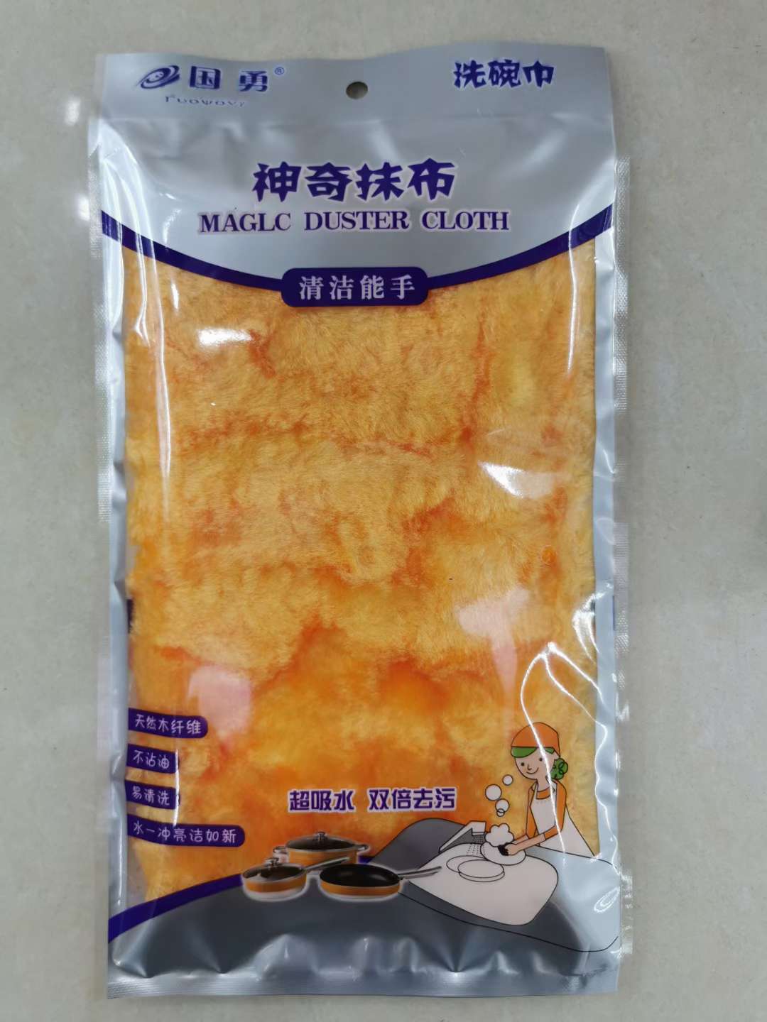 国勇清洁球，厂家直销，H841，大号木纤维不沾油抹布，1片装产品图