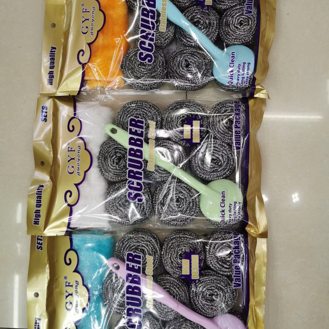 国勇清洁球，厂家直销，H842，9个清洁球+手柄+木纤维抹布套装图