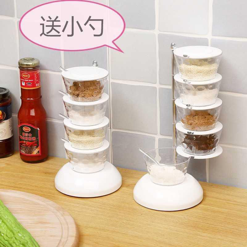 Seasoning box with small spoon set, household combination kitchenware, multi-functional kitchen, rotatable seasoning box set detail image 1