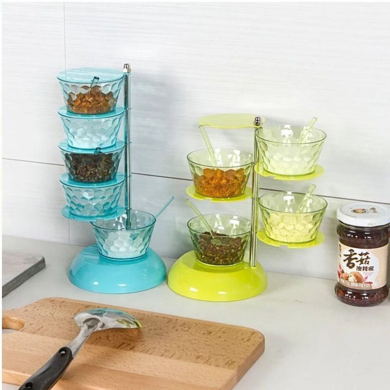 Seasoning box with small spoon set, household combination kitchenware, multi-functional kitchen, rotatable seasoning box set Item Picture