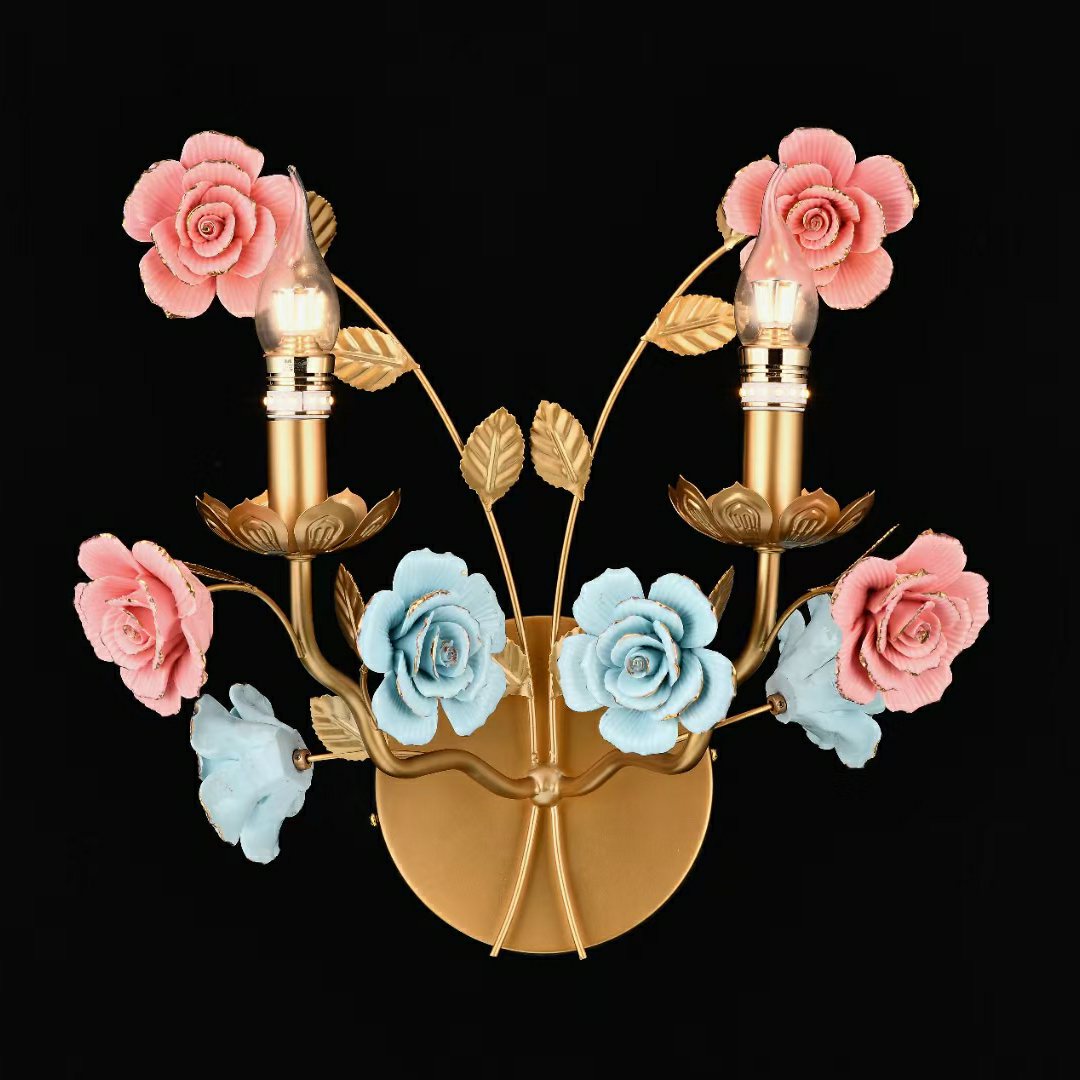Two flower wall lamps