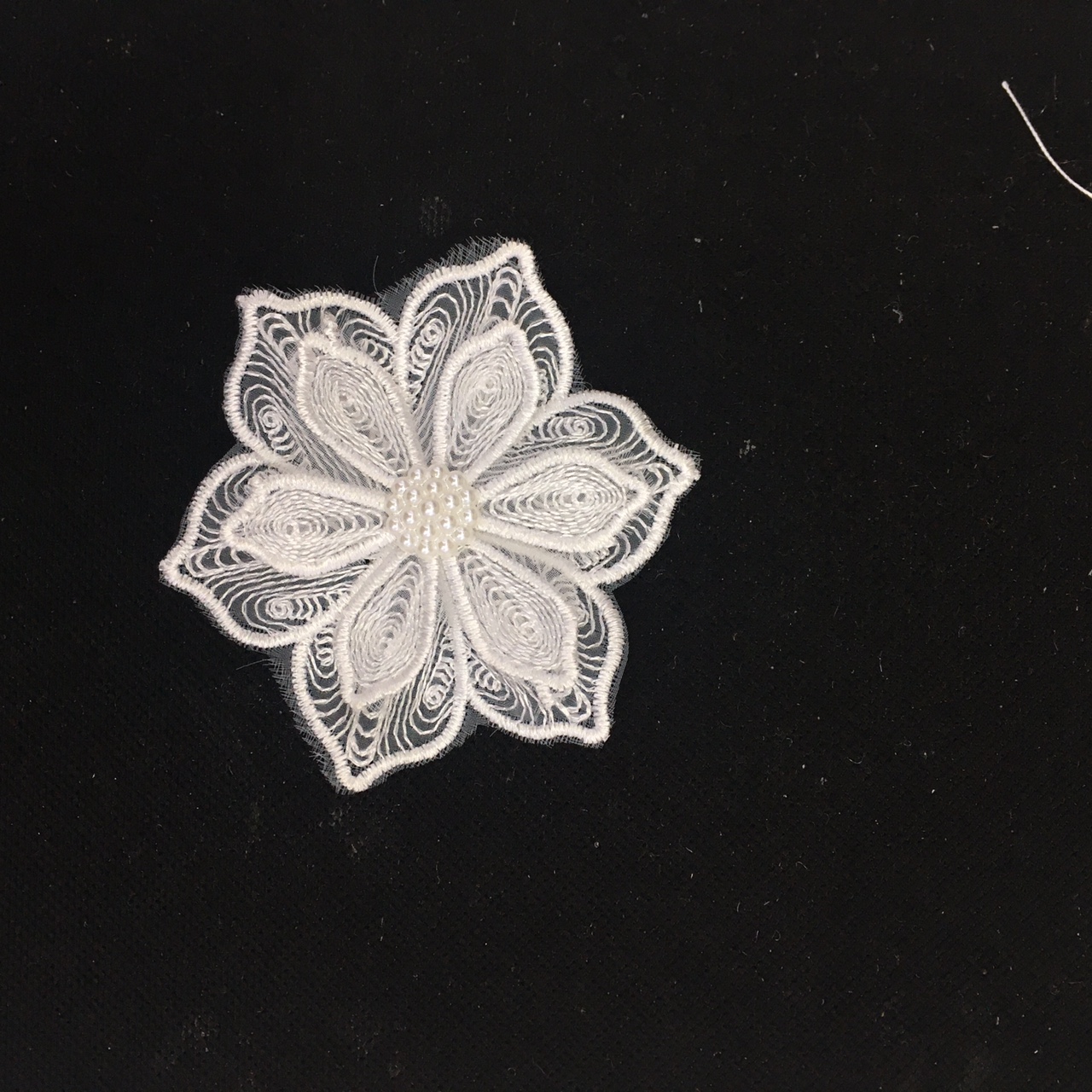 玻璃纱刺绣小花 双层订珠小花