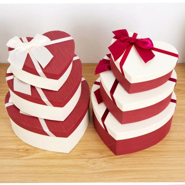 Tianxiang Craft Gift Box, creative heart-shaped large, medium and small ribbon bow gift box, three-piece set, gift box, paper box, packaging box, storage box