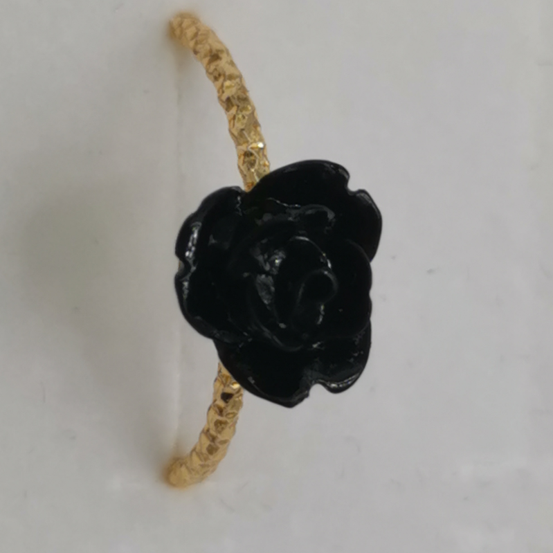 黑玫瑰花电镀K金戒指