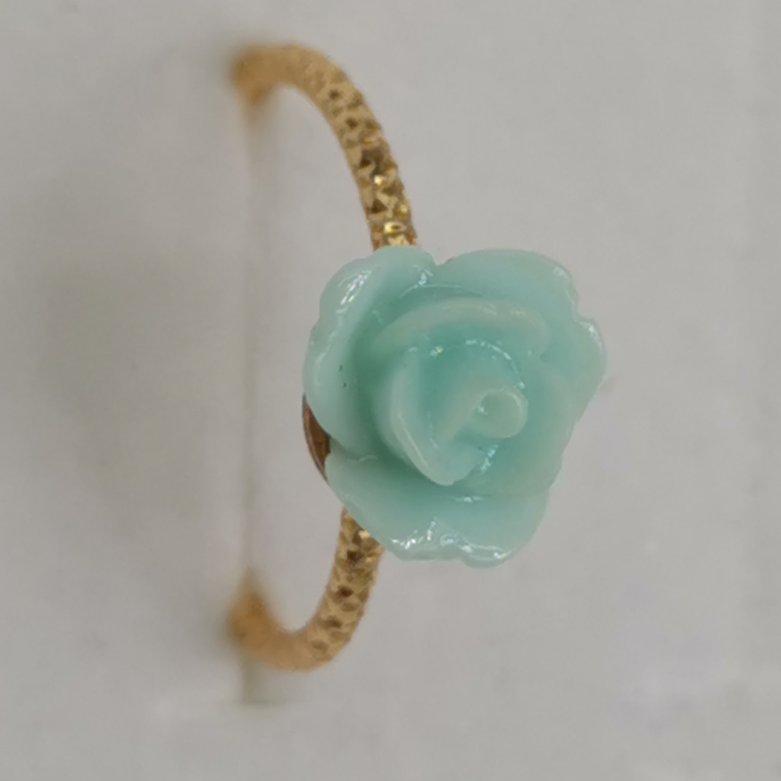 Blue rose, plated K gold ring